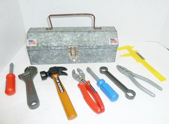 Vintage Metal Kids Tool Box, Tools