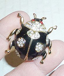Enamel Rhinestone Lady Bug Pin
