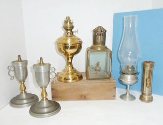 Vintage Lamp LOT, Brass Flashlight