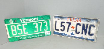 License Plates, VT, Texas
