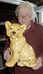 Large Vintage Ceramic Pottery LION