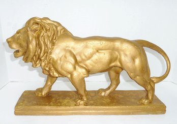 Vintage Plaster Cast Lion Signed BARYE