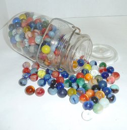 Vintage Marbles In Canning Jar