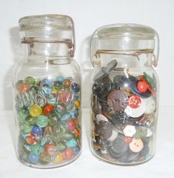 Vintage Canning Jars, Marbles & Buttons