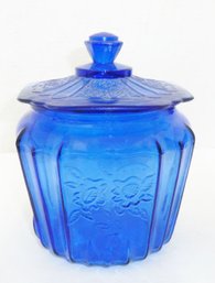Blue Depression Glass Cookie Jar