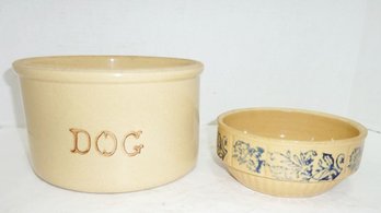 Vint Yellow Ware, 2 Pc Pottery RRP Rosev