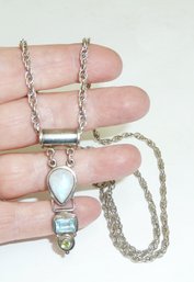Opalescent Moonstone Pendant & Chain 925