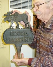 Iron Moose Crossing Sign LARGE