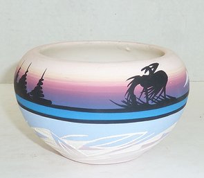 Vintage Signed Navajo Bowl, Vase