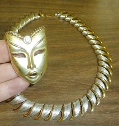 Vintage Necklace, Face Mask Pin