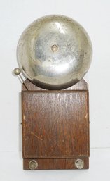 Vintage Door Bell, Oak Wood Back