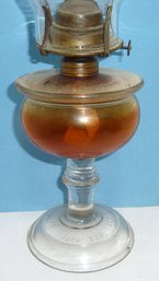 Antique Oil Lamp Dated 1870, Orig Chimney