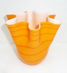 Orange Swirl Murano Art Glass Vase