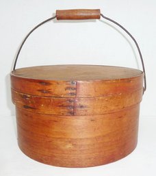 Antique Wood Pantry Box, Bale Handle