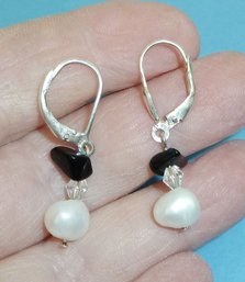 Pearl Pierced Earrings Marked 925