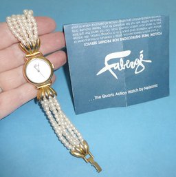 Faberge Quartz Wristwatch, Pearl Band