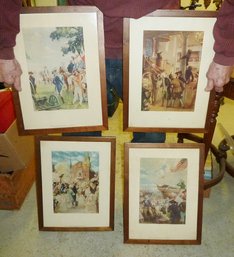 4 Vintage Prints, Matching Frame SET