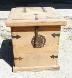 Vint Wood Chest, Iron Decorated Trims