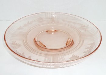 Depression Glass Pink Etched Console Bowl