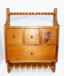 Vintage Pine Wood Pipe Rack Apothecary