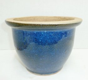 Blue Glazed Stoneware Planter