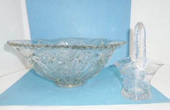 EAPG Large Bowl, Glass Flower Basket