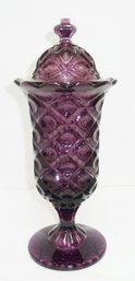 TALL Amethyst Glass Cov Jar