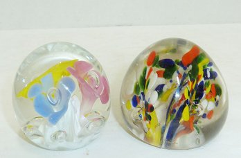 2 Vintage Glass Paperweights