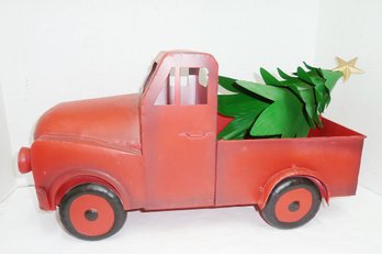 LARGE Tin Painted Pick Up Truck, Tree