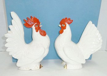 Vintage Ceramic Rooster Hen PAIR