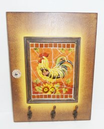 Rooster Tile, Wood Wall Hooks