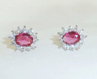 Ruby Colored Pierced Earrings