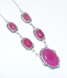 Ruby Like Stone Necklace Mkd 925