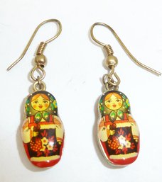 Russian Lacquer Nested Doll Earrings