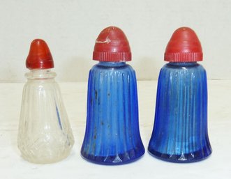 Vintage Cobalt & Clear Salt Shakers