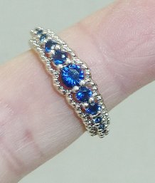 Silver Ring Blue Stones Size 8
