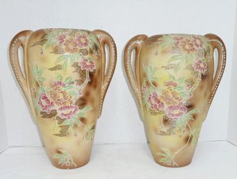 Vintage SATSUMA Vases, PAIR
