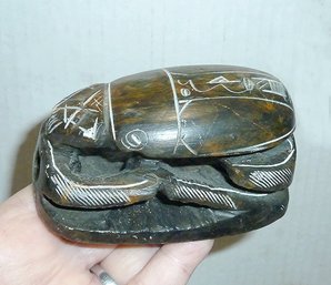 Large Scarab Carved Stone Paperweight