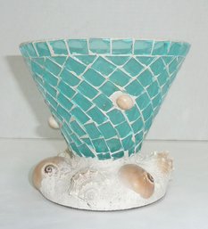 Sea Shell Decorated Glass Bowl