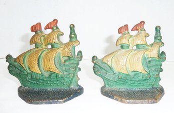 Vintage Iron Ship Bookends