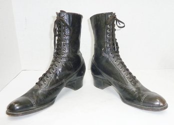 Antique Leather Ladies High Top Shoes