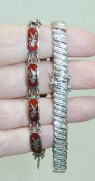 PAIR Sterling Bracelets, 1 Red Siam