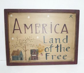Wood Hand Painted AMERICA Sign
