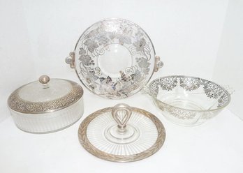Vintage Silver Overlay Glass LOT