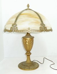 Antique Slag Glass Panel Lamp