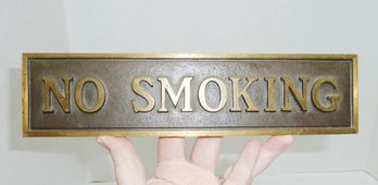 Vint. Bronze Brass NO SMOKING Desk Sign