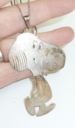 LARGE Snoopy Pendant On Chain Mkd 925