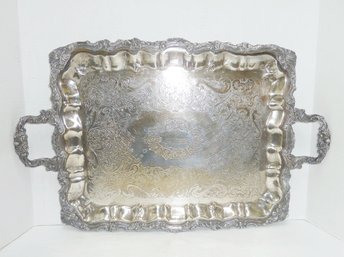 LARGE Silver Plate Footed Tray, Butler Tray