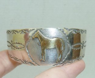N A Gold Silver HORSE Bracelet Mkd STERLING
