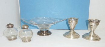 Sterling LOT, Shakers, Candlesticks, Bowl